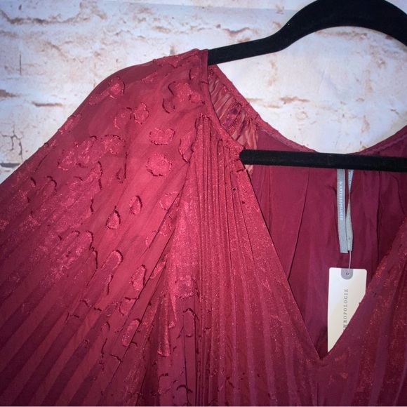 Anthropologie Toulon Pleated Mini Dress in Plum Size Small NEW - Picture 4 of 8